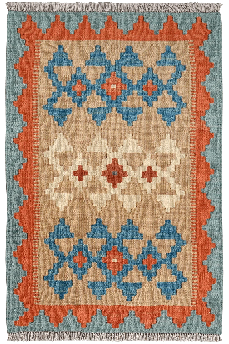 Kelim Gashgai · Handgewebt – Beige, 92x62 cm