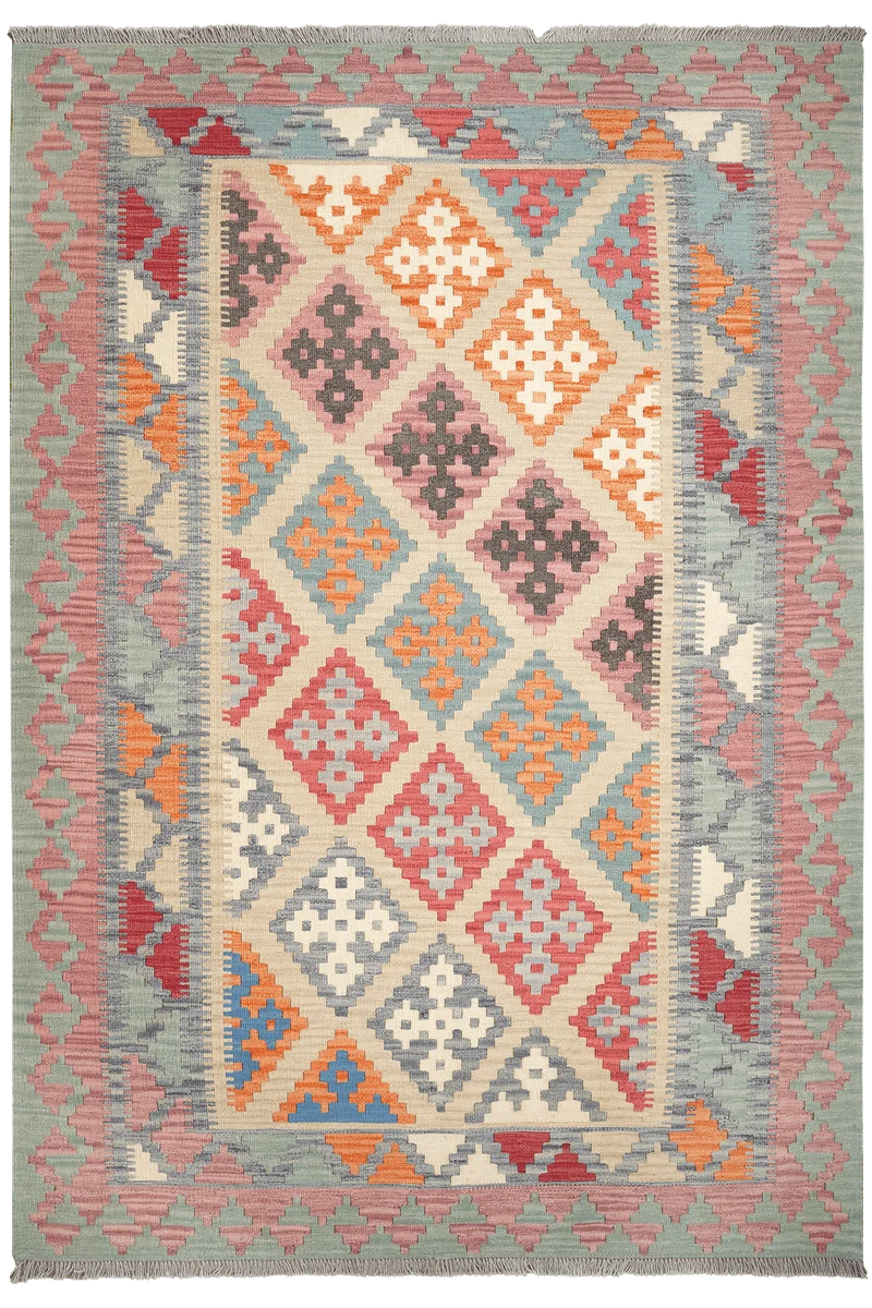 Kelim Gashgai · Handgewebt – Beige, 263x180 cm