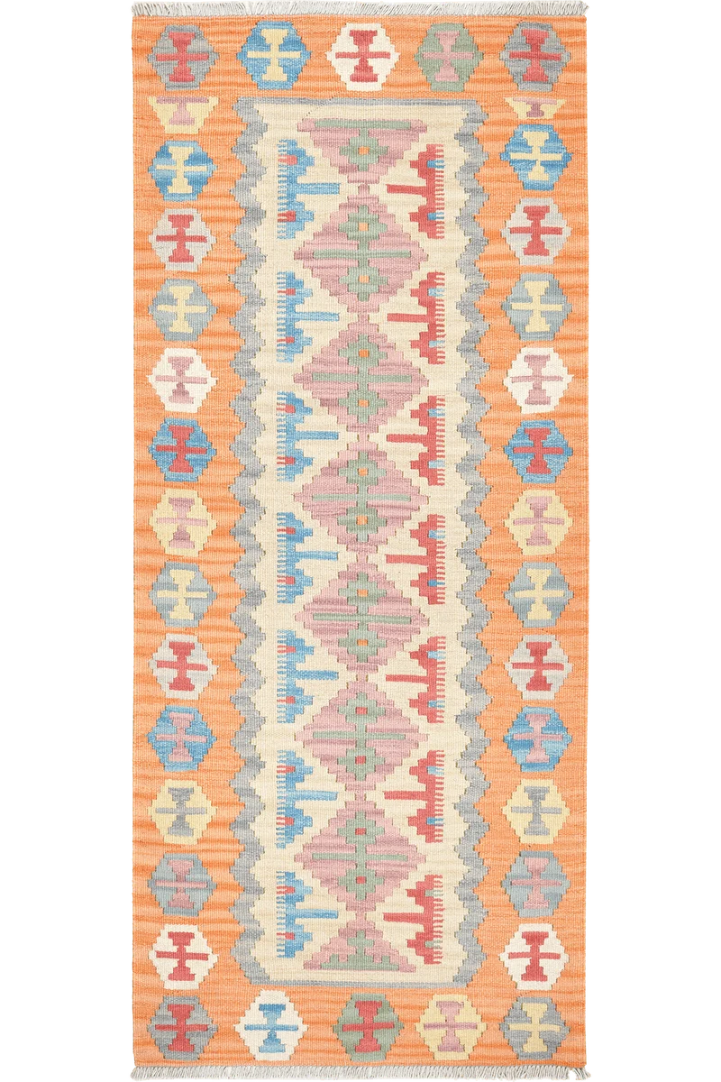 Kelim Gashgai · Handgewebt – Beige, 198x85 cm