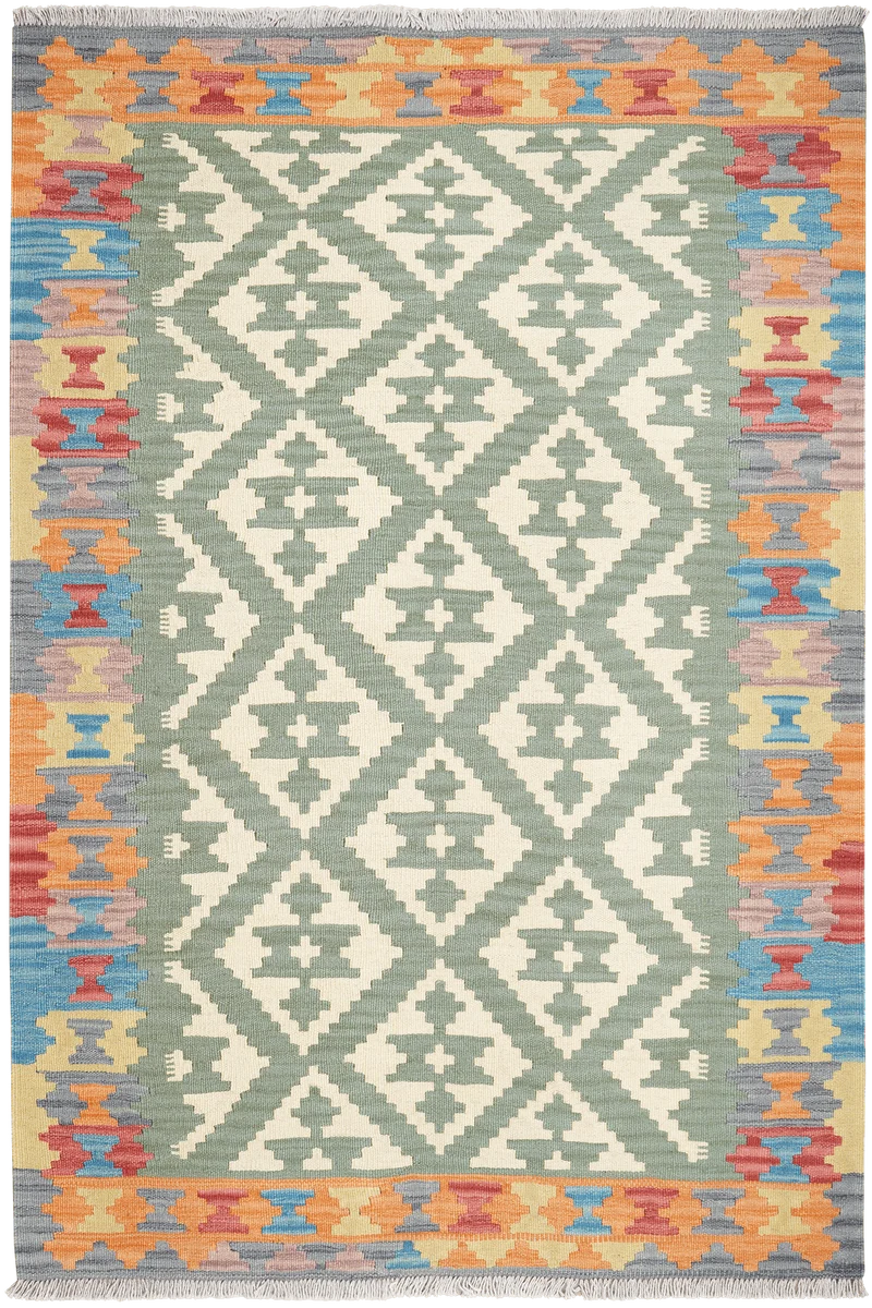 Kelim Gashgai · Handgewebt – Grün, 181x124 cm