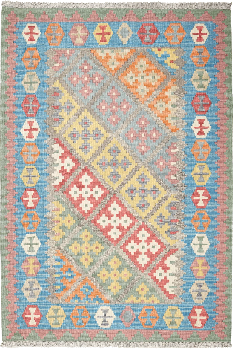 Kelim Gashgai · Handgewebt – Grau, 177x124 cm