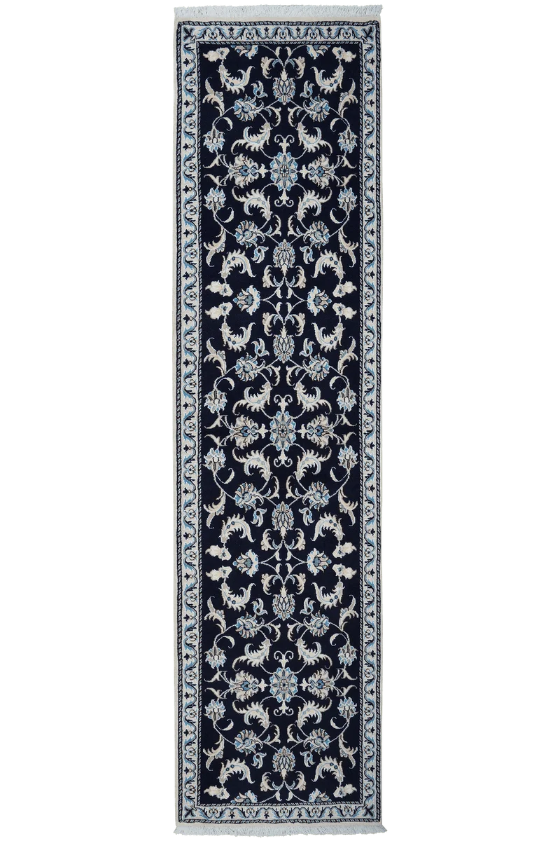 Nain 12La · Handgeknüpft – Blau, 290x75 cm