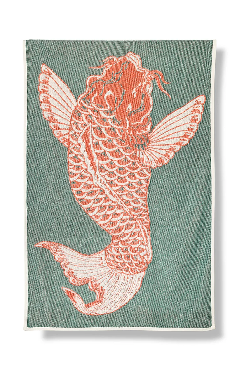 Cotton Beach Towel or Mini Blanket "Koi" by Michele Rondelli