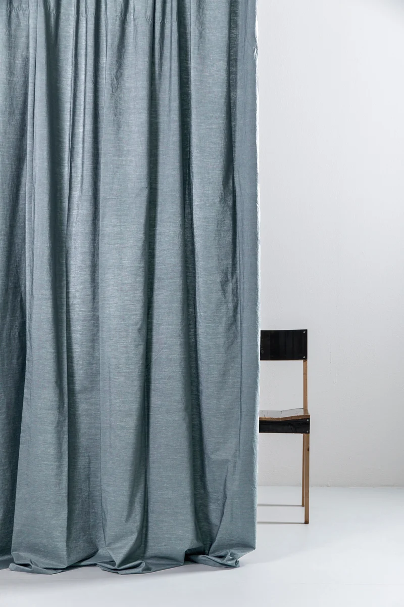Egyptian Cotton Curtains in Metallic Blue Color