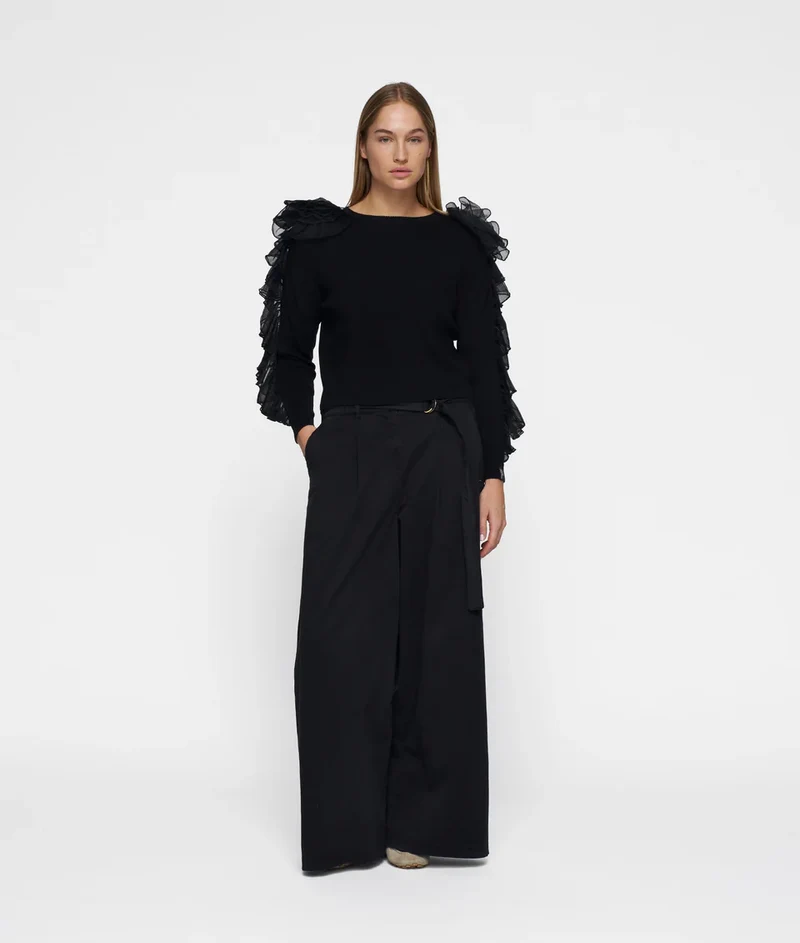 10DAYS AMSTERDAM Wide Legs Pants Twill black