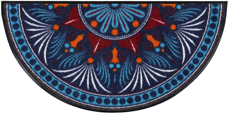 Fußmatte 42x85 Yara turquoise-red blau halbrund