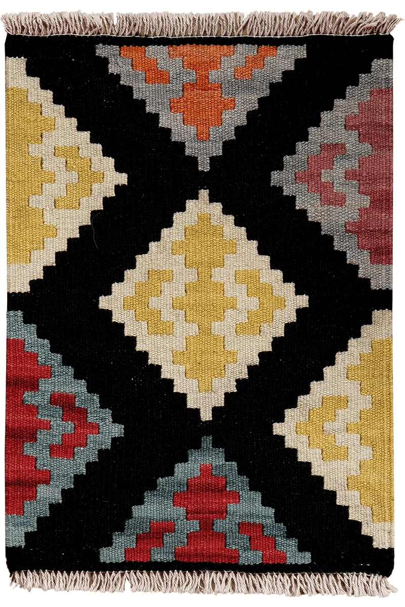 Kelim Gashgai · Handgewebt – Schwarz, 59x42 cm