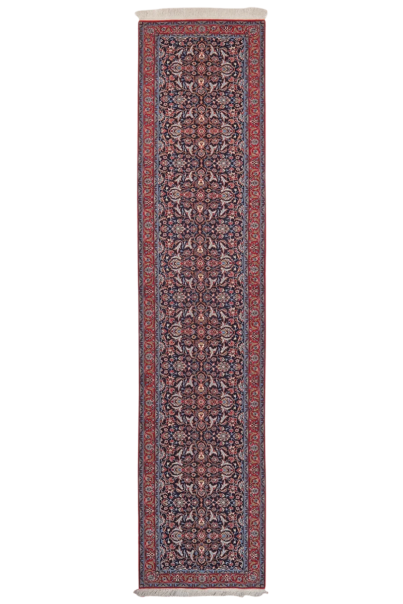Isfahan · Handgeknüpft – Blau, 394x88 cm