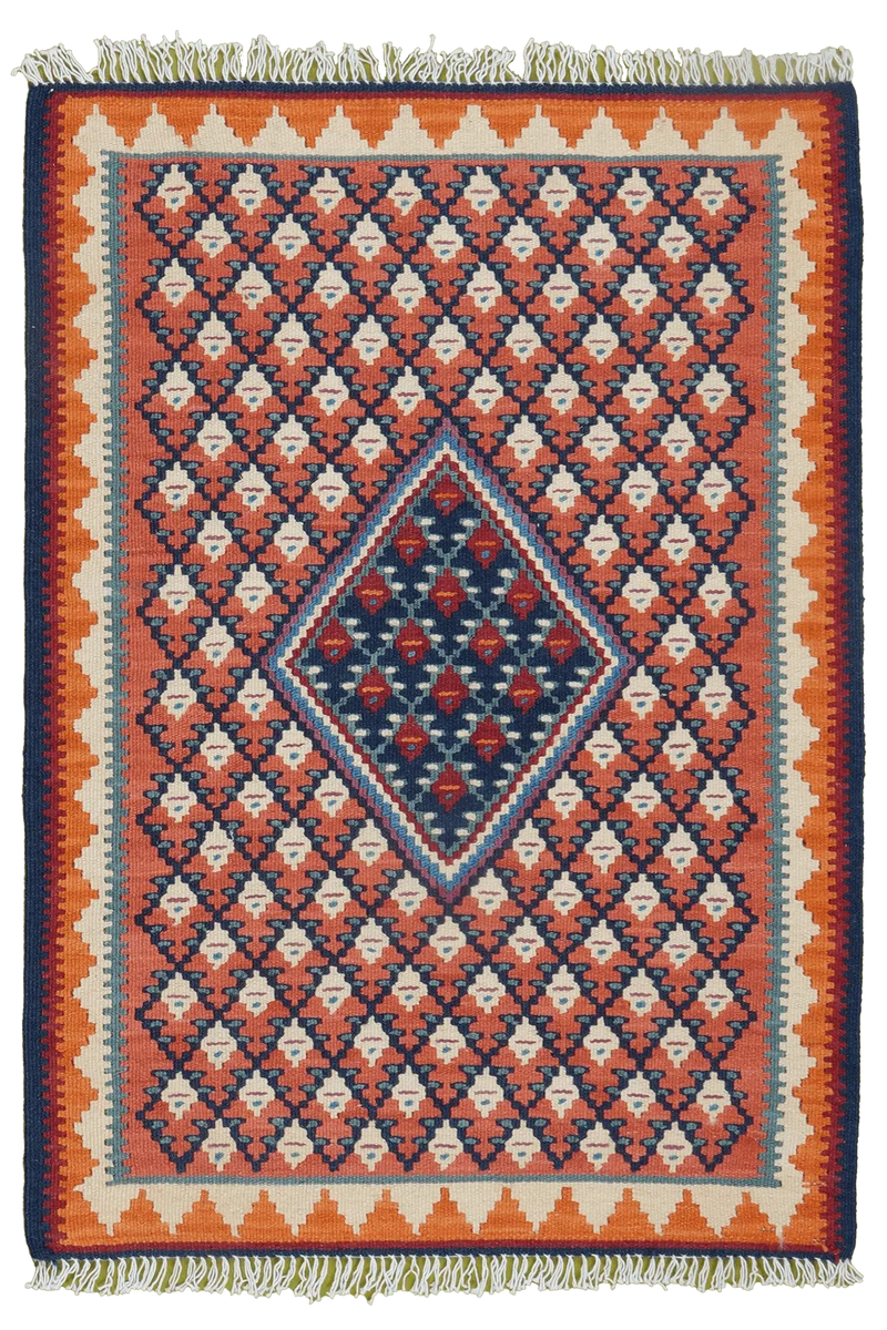 Kelim Senneh · Handgewebt – Rot, 88x62 cm