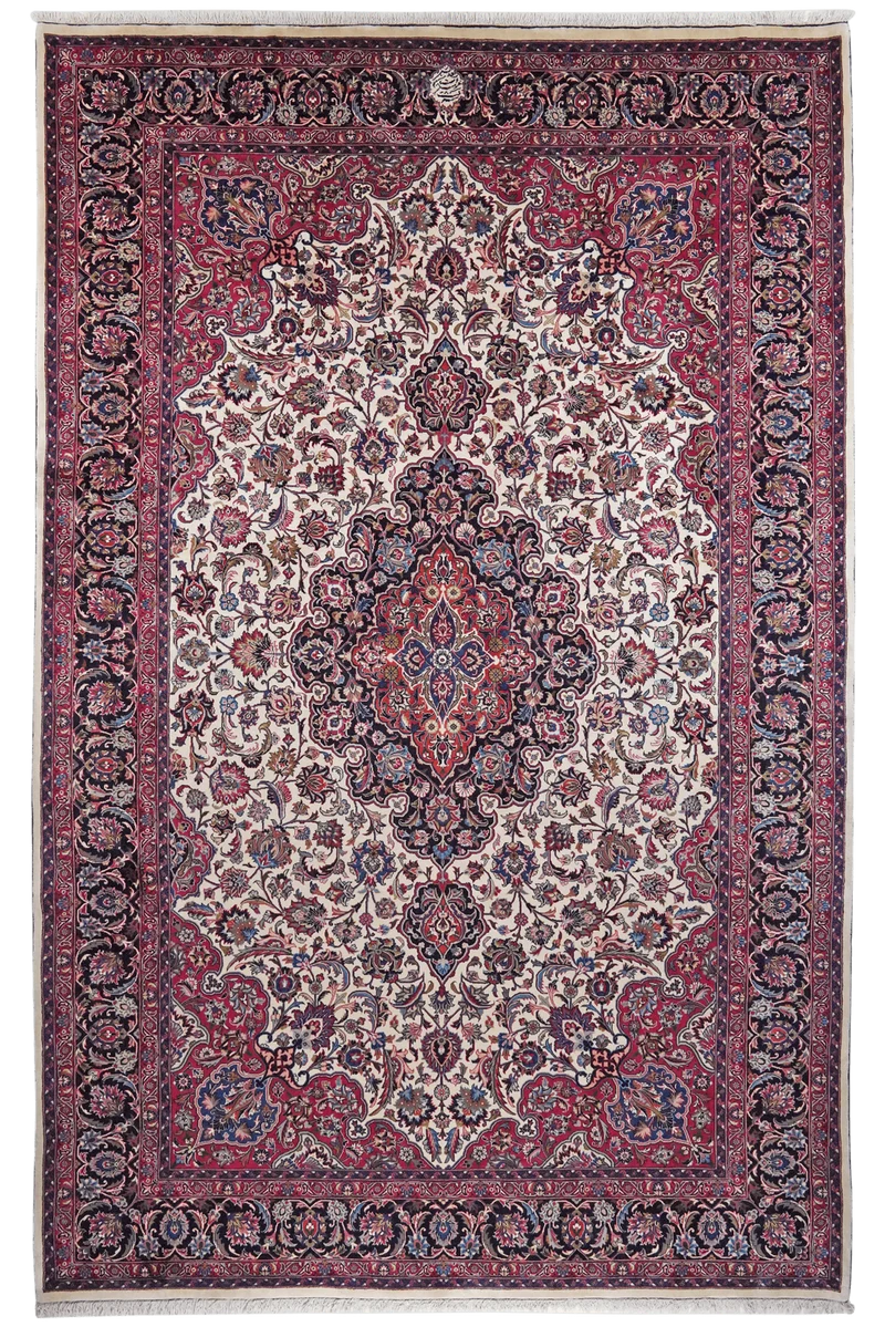 Mashad · Handgeknüpft – Beige, 389x250 cm