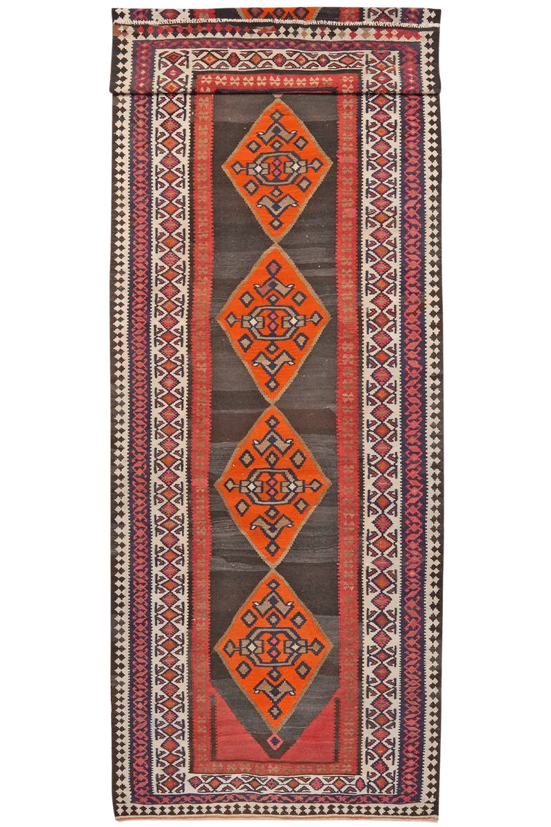 Kelim Ardebil · Handgewebt – Braun, 482x161 cm