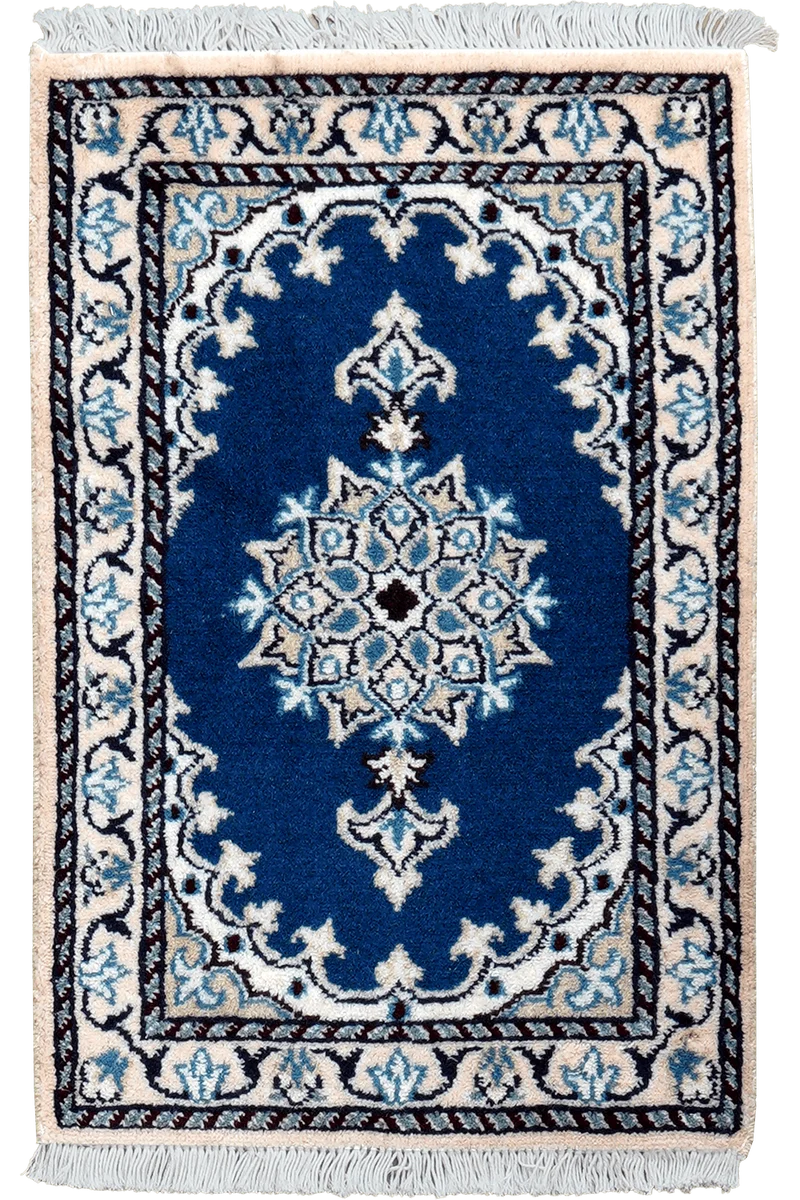 Nain 12La · Handgeknüpft – Blau, 59x39 cm