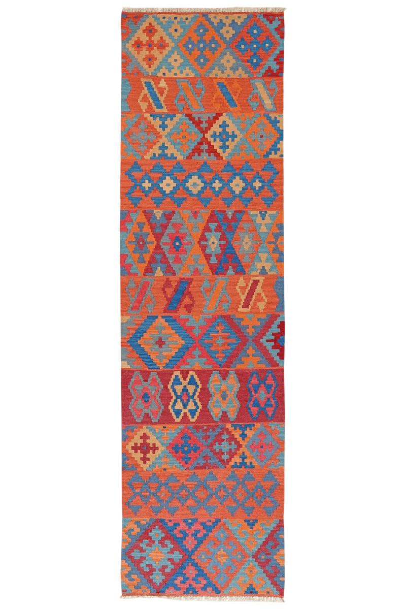 Kelim Gashgai · Handgewebt – Bunt, 296x82 cm