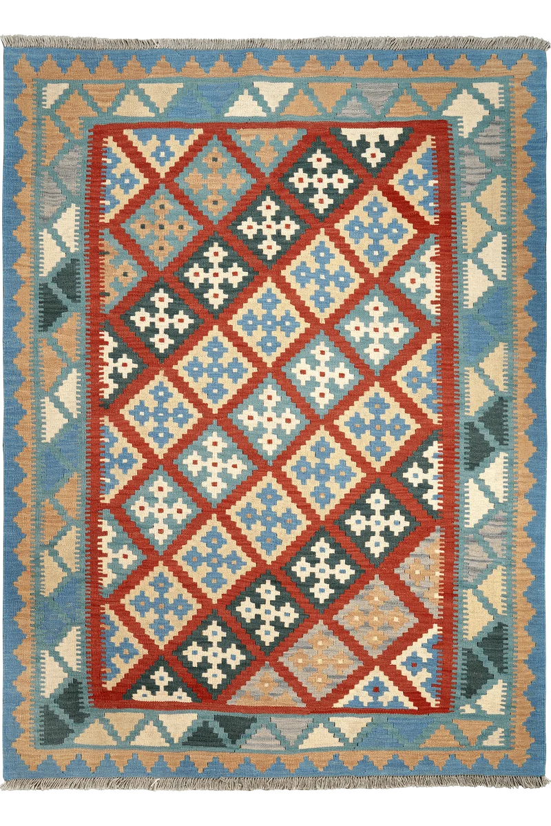 Kelim Gashgai · Handgewebt – Rot, 209x153 cm