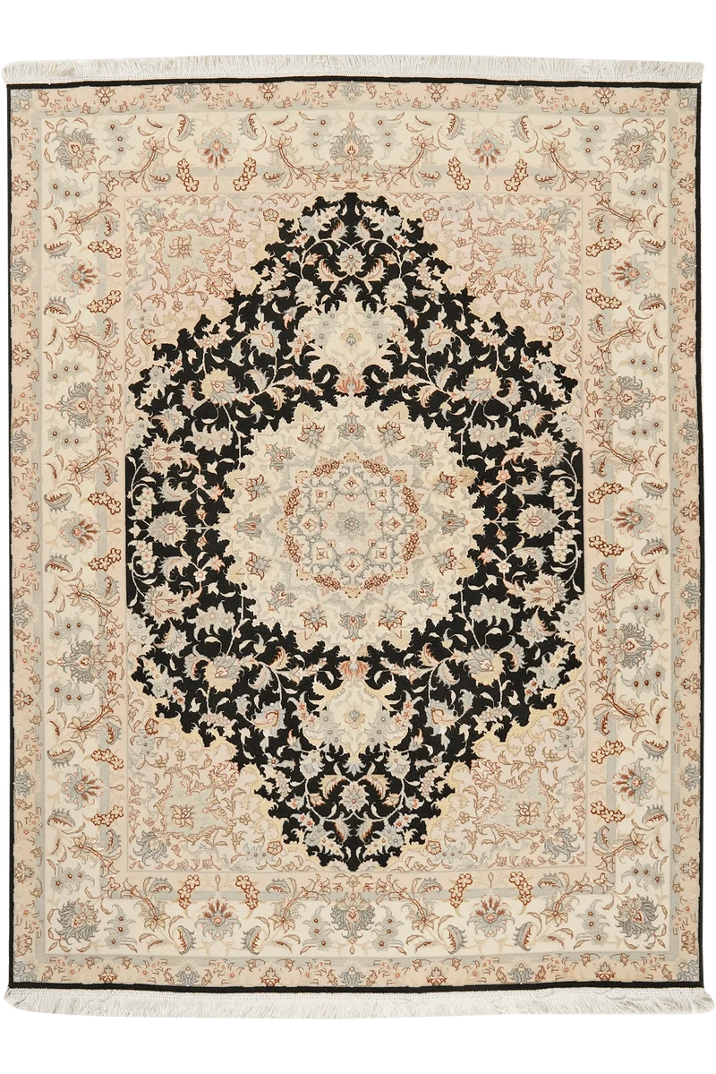 Tabriz 50 Raj · Handgeknüpft – Schwarz, 200x147 cm