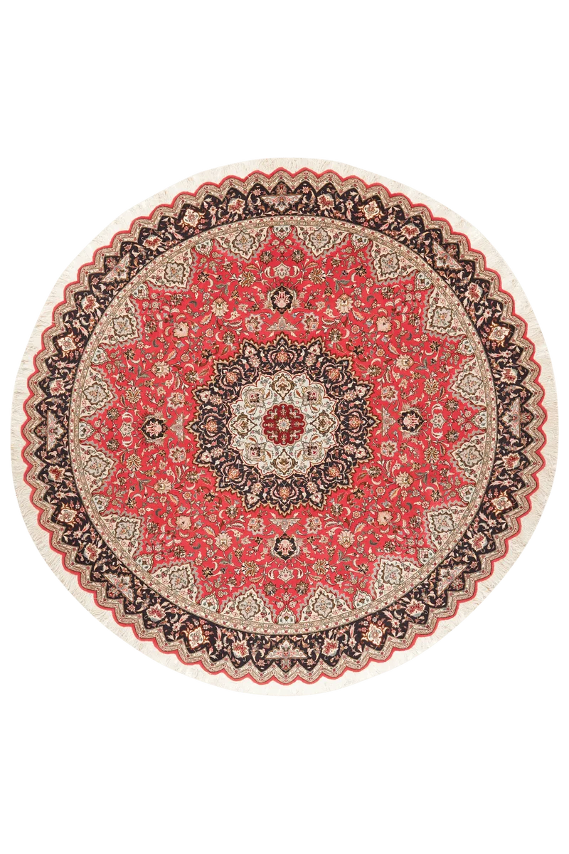 Tabriz Round · Handgeknüpft – Rot, 248x248 cm