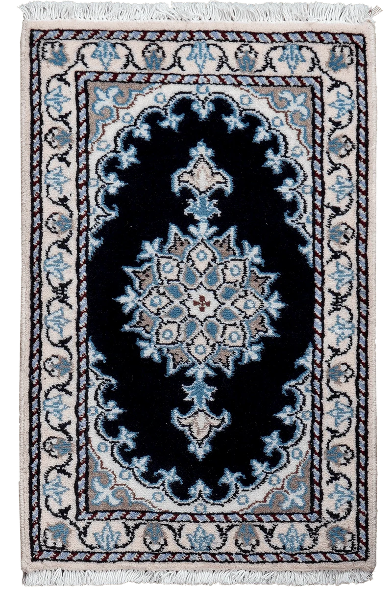 Nain 12La · Handgeknüpft – Blau, 64x41 cm