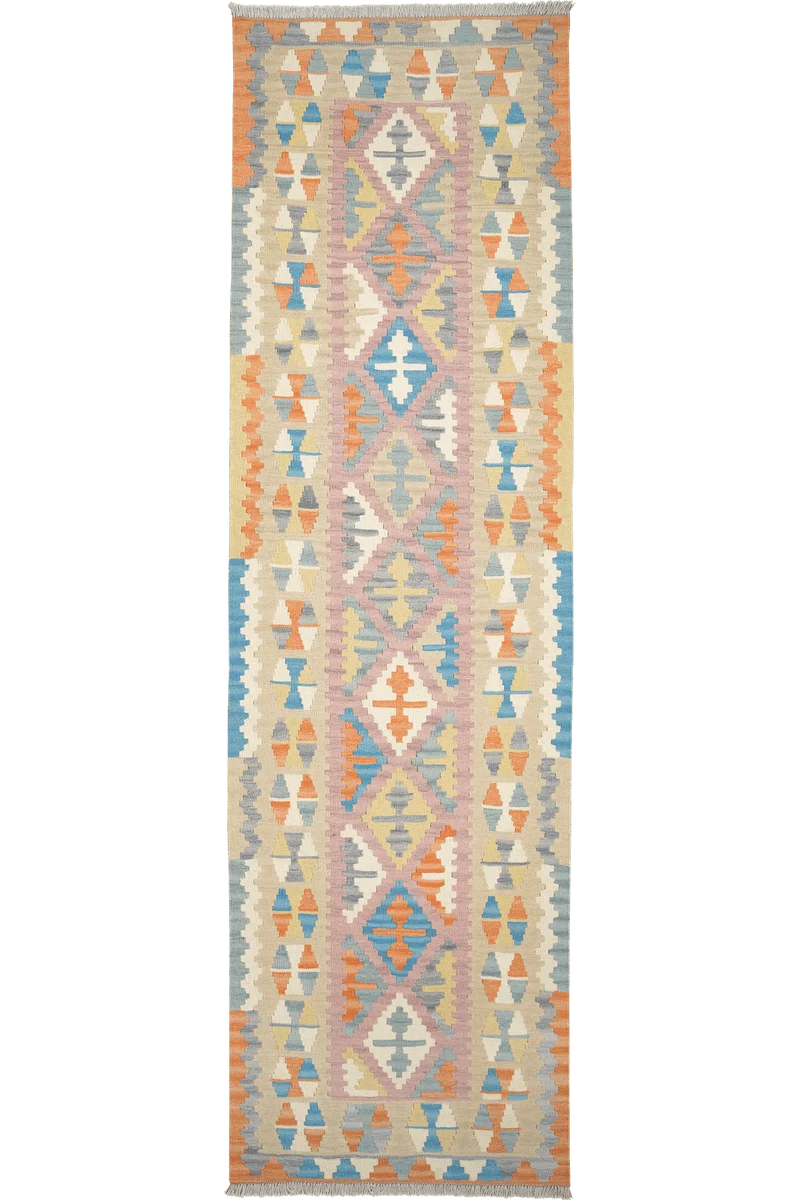 Kelim Gashgai · Handgewebt – Rosa, 297x85 cm