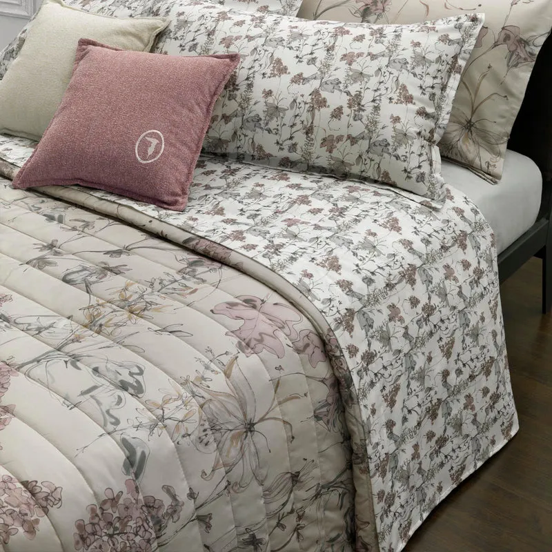 Copriletto Primaverile urban flowers Winter Cottage in Raso di cotone 90 gr/mq