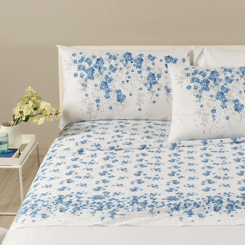 Completo Lenzuola myosotis Aria di luna in Cotone