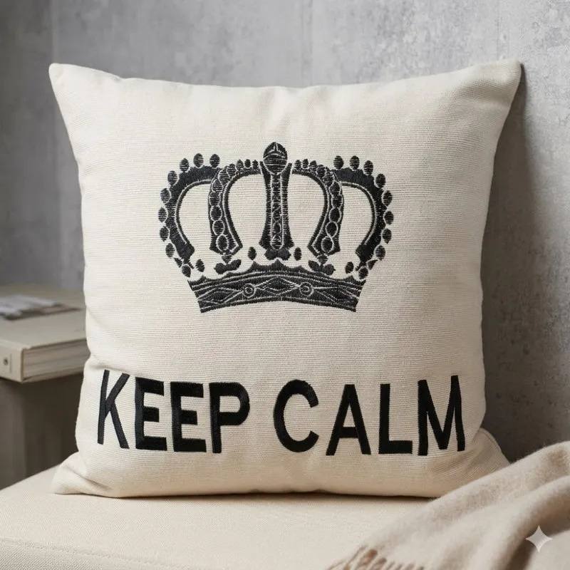 Besticktes Dekokissen KEEP CALM inkl. Füllung 42x42cm