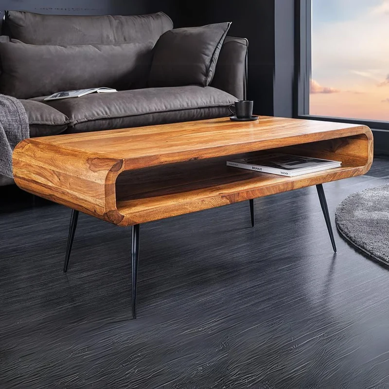Puristischer Massivholz Couchtisch ALINO 90cm natural