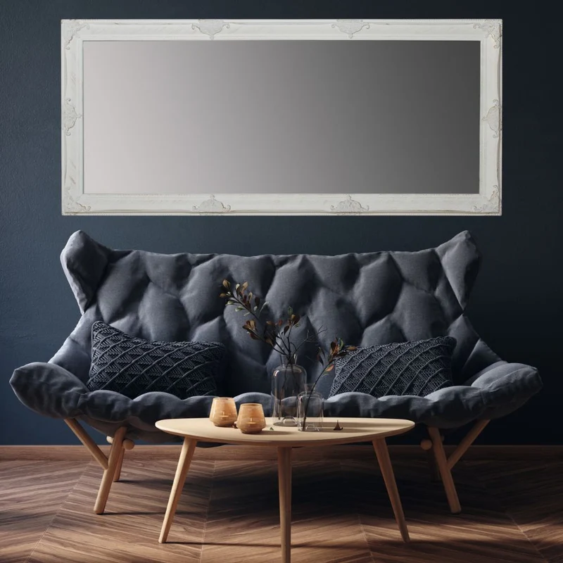 Stilvoller Spiegel GRANDE 162x72cm antik-weiss Barockstil Facette