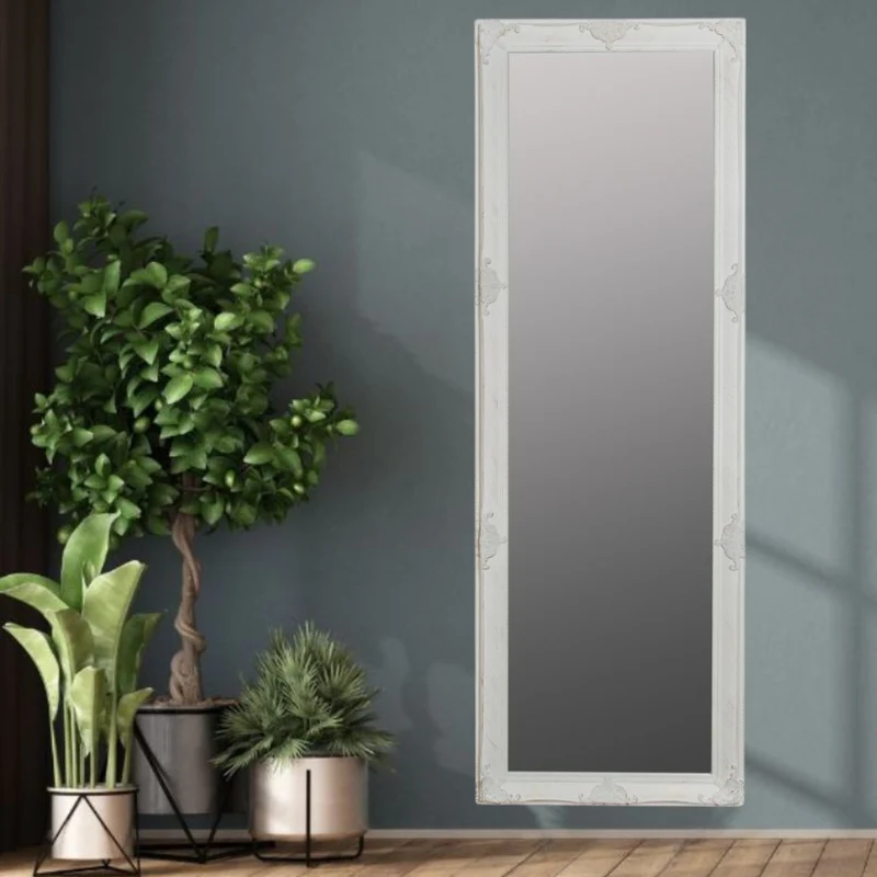 Stilvoller Spiegel GRANDE 190x65cm antik-weiss Barockstil Facette