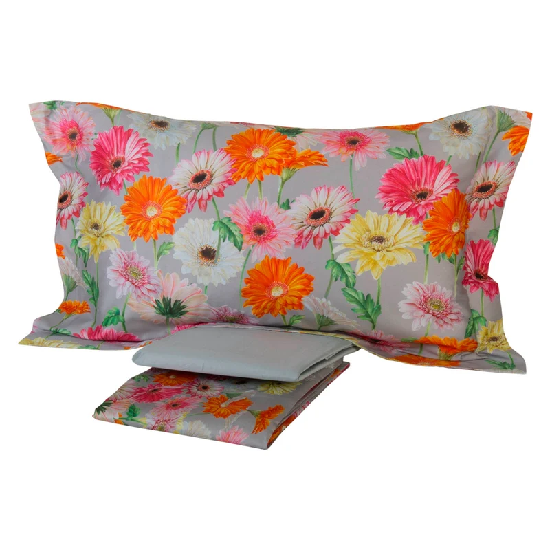 Completo Lenzuola in Raso di cotone Fiori-di-gioia Mirabello Floreale