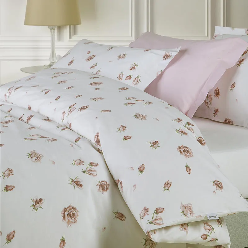 Copripiumino con federe reve de rose Floreale in Percalle