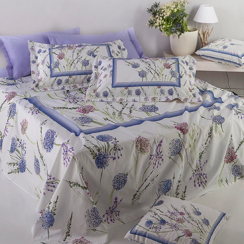 Completo Lenzuola blue carrefleur Floreale in Percalle