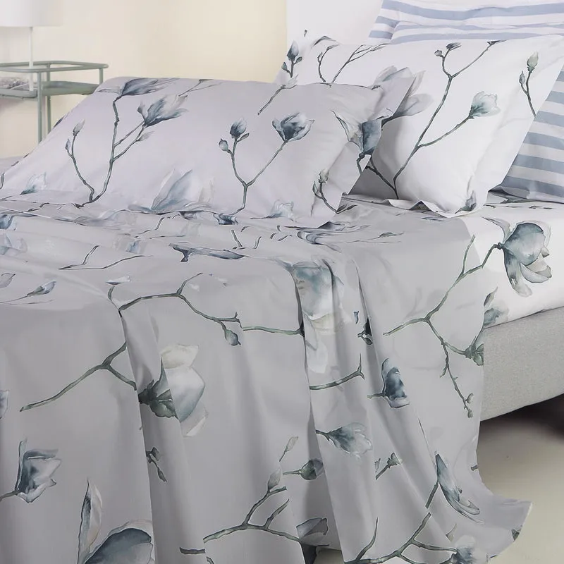 Copripiumino con federe soft magnolia Floreale in Percalle