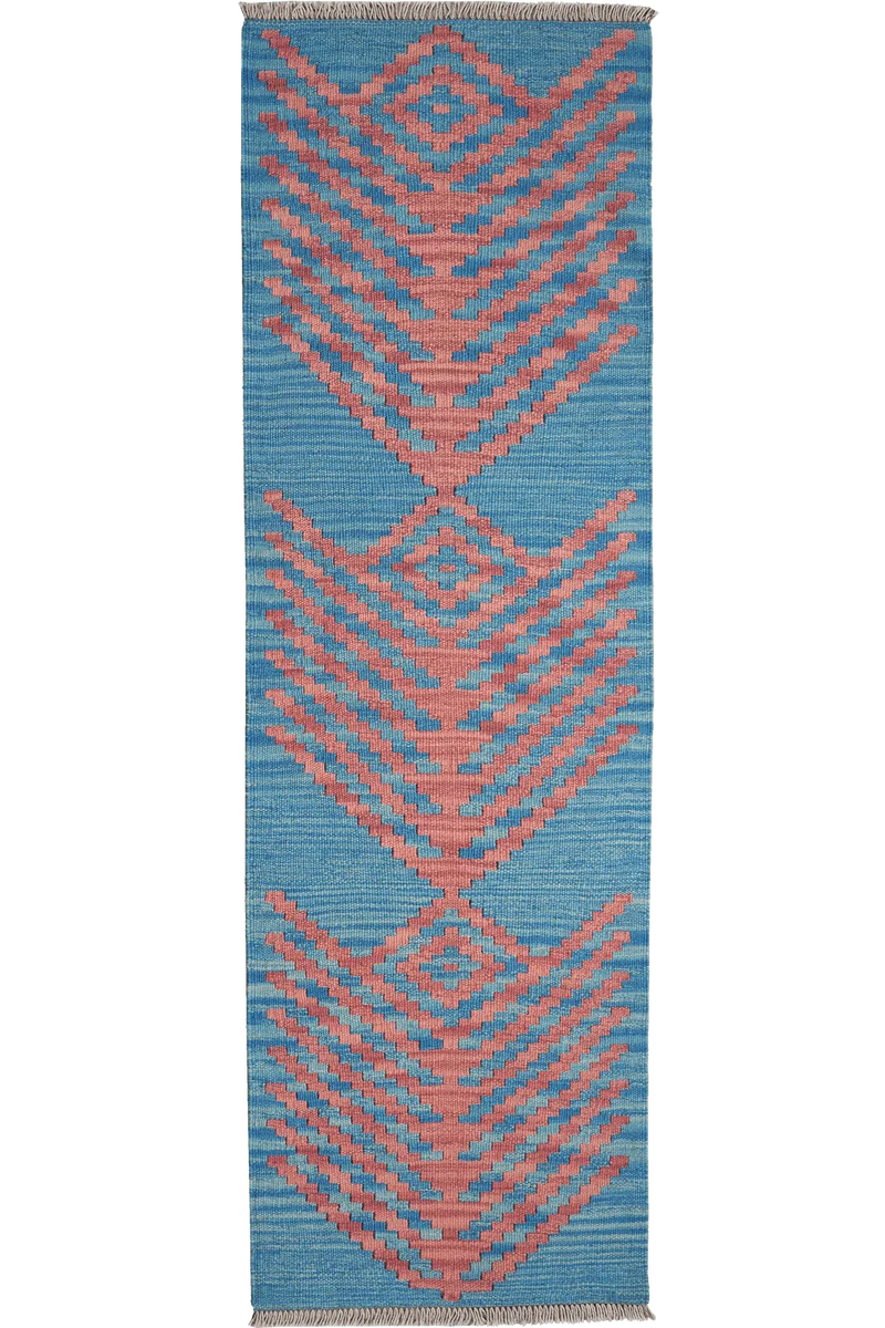 Kelim Gashgai · Handgewebt – Blau, 194x58 cm