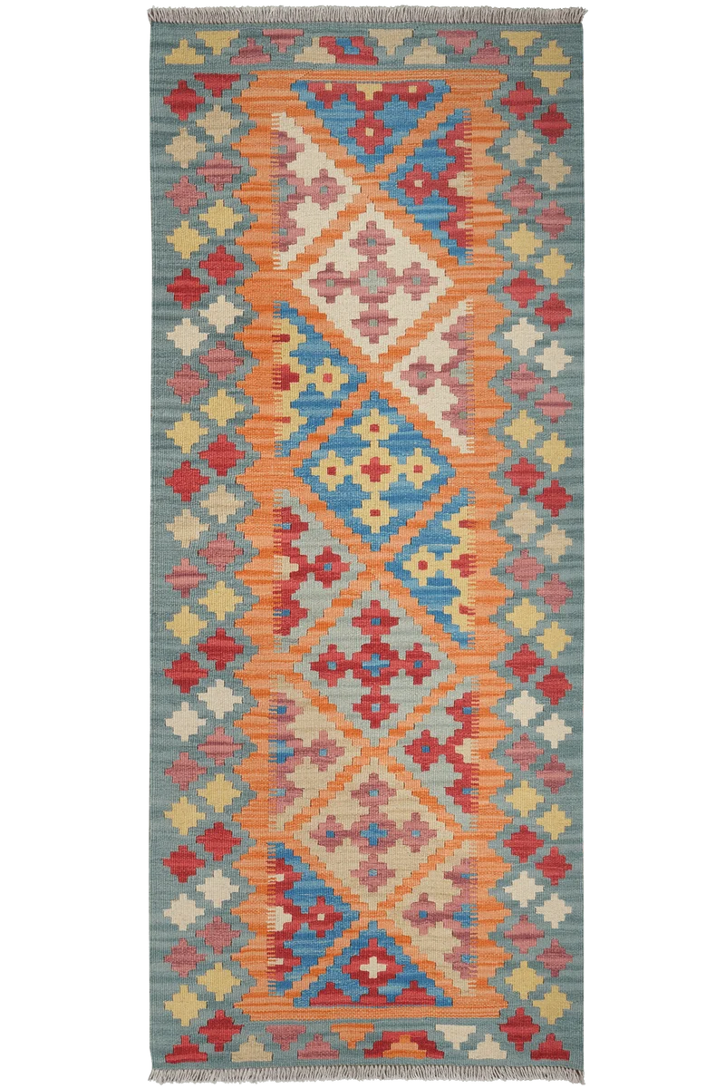 Kelim Gashgai · Handgewebt – Orange, 199x83 cm