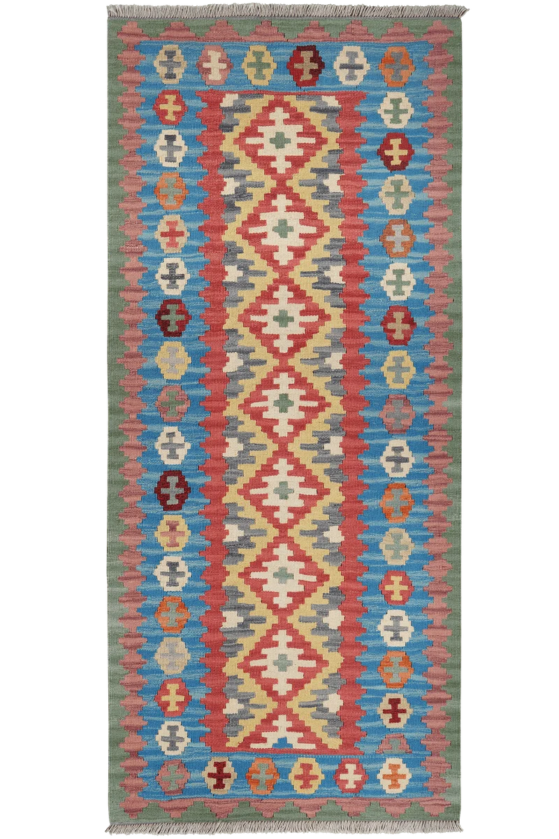 Kelim Gashgai · Handgewebt – Rot, 197x87 cm