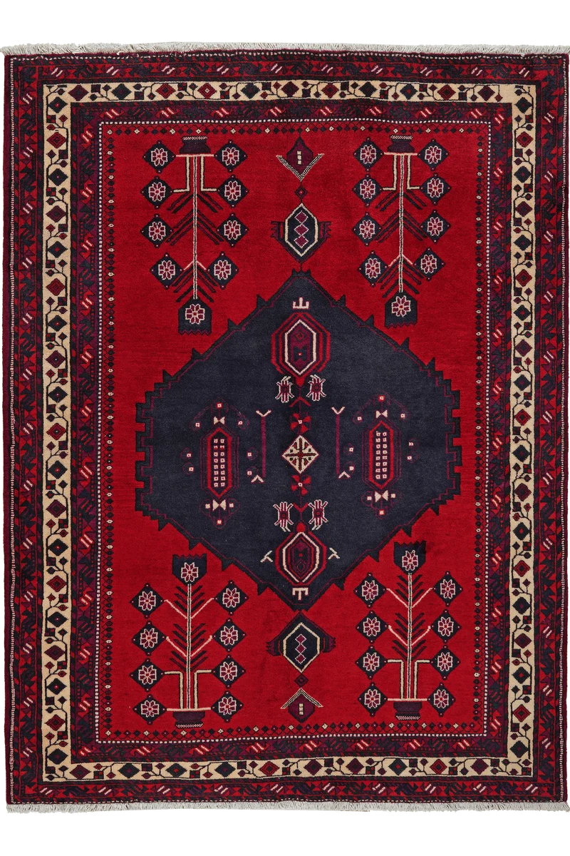 Afshar · Handgeknüpft – Rot, 212x156 cm