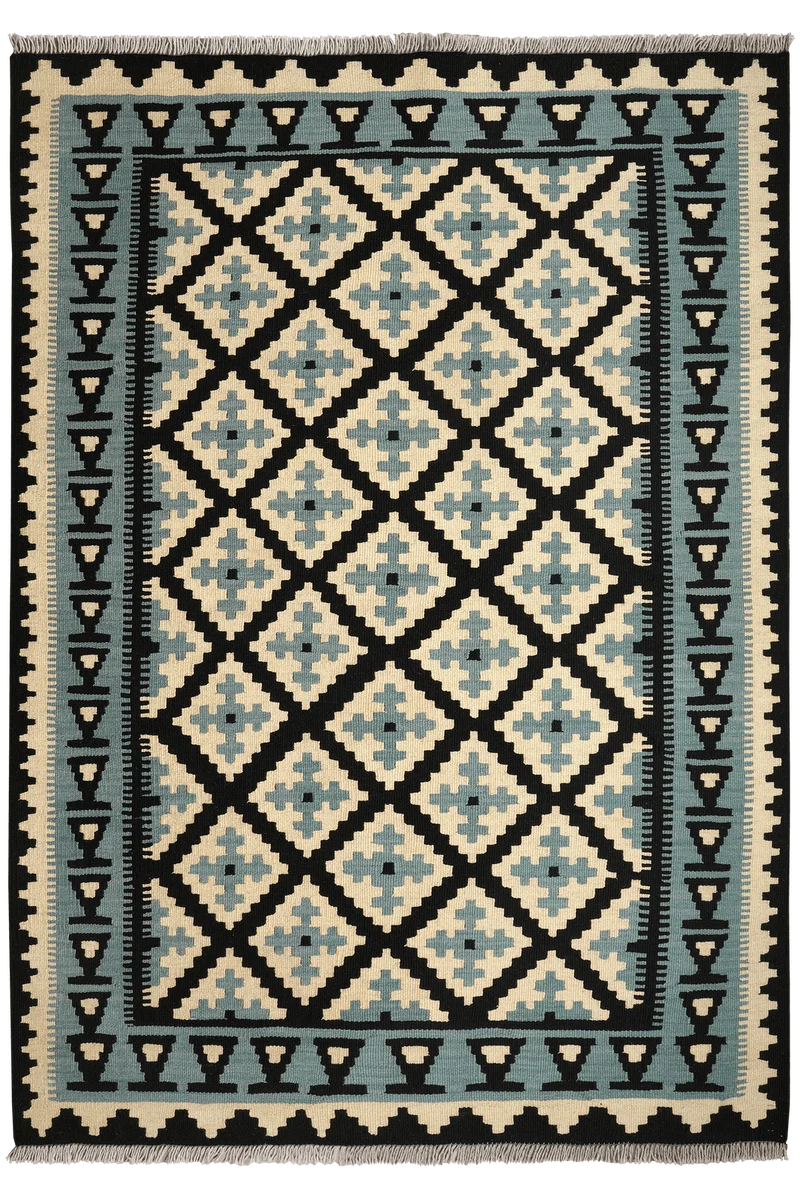 Kelim Gashgai · Handgewebt – Schwarz, 179x128 cm