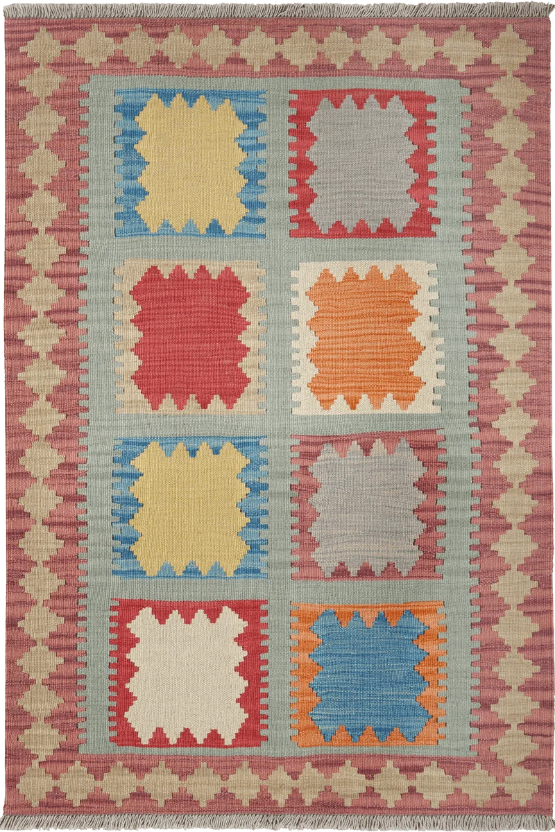 Kelim Gashgai · Handgewebt – Grün, 154x102 cm