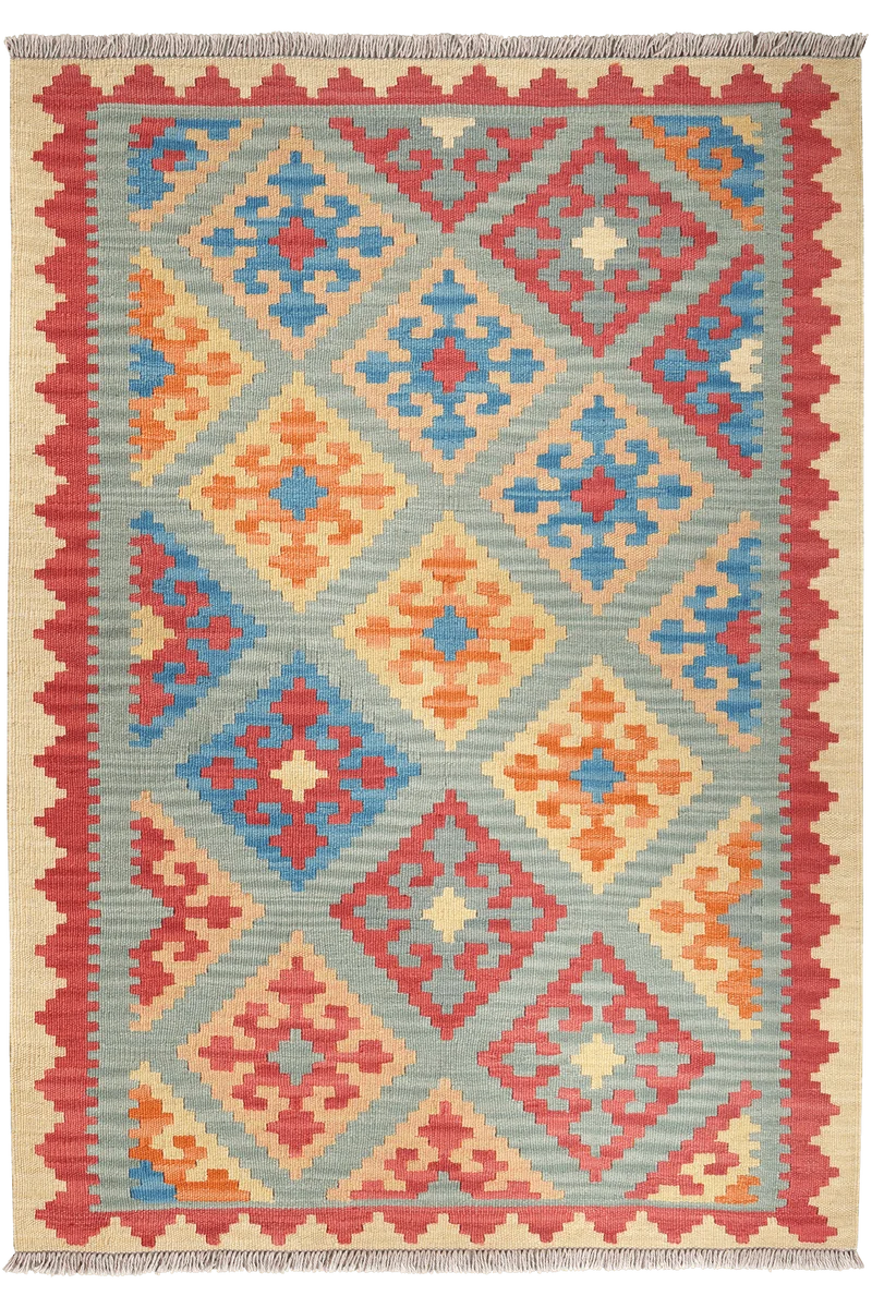 Kelim Gashgai · Handgewebt – Grün, 147x106 cm