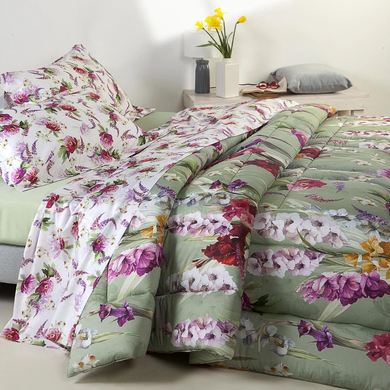Trapunta charming flowers Floreale in Raso di cotone 300 gr/mq