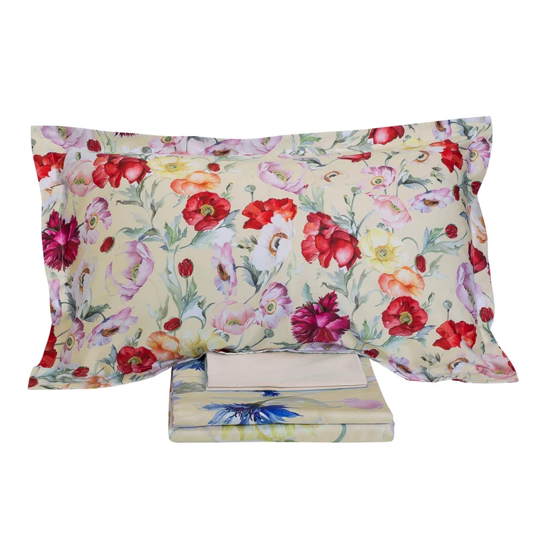 Completo Lenzuola spring field Floreale in Raso di cotone