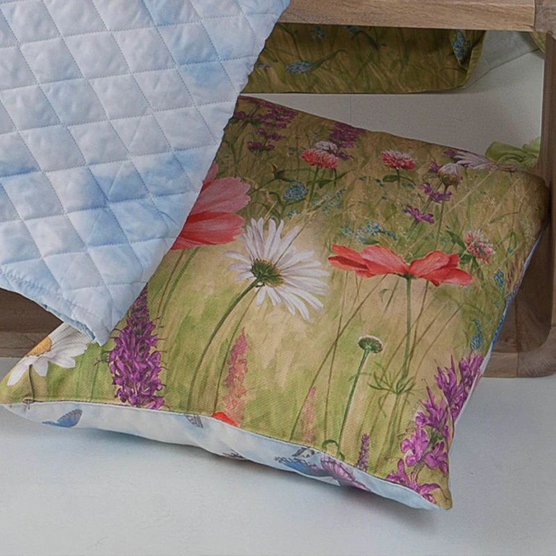 Cuscino arredo prato fiorito Floreale in Cotone
