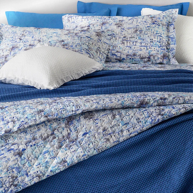 Copriletto Primaverile santorini Moderno in Percalle 90 gr/mq