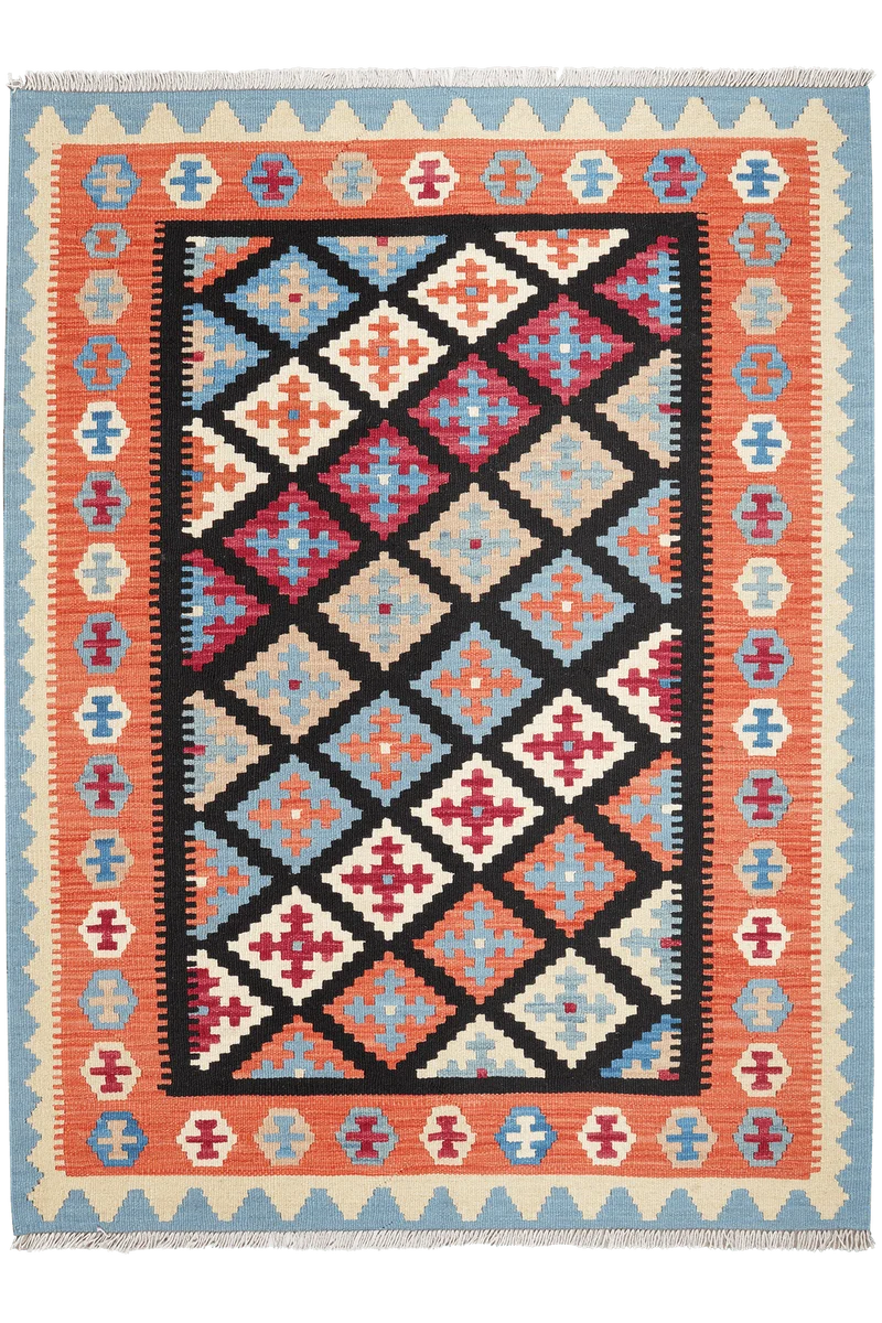 Kelim Gashgai · Handgewebt – Schwarz, 172x129 cm