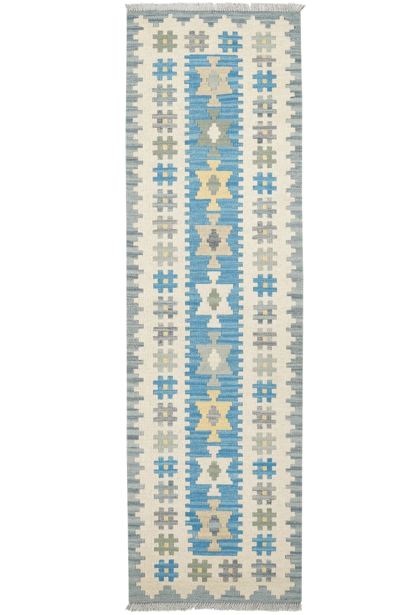 Kelim Gashgai · Handgewebt – Blau, 196x57 cm