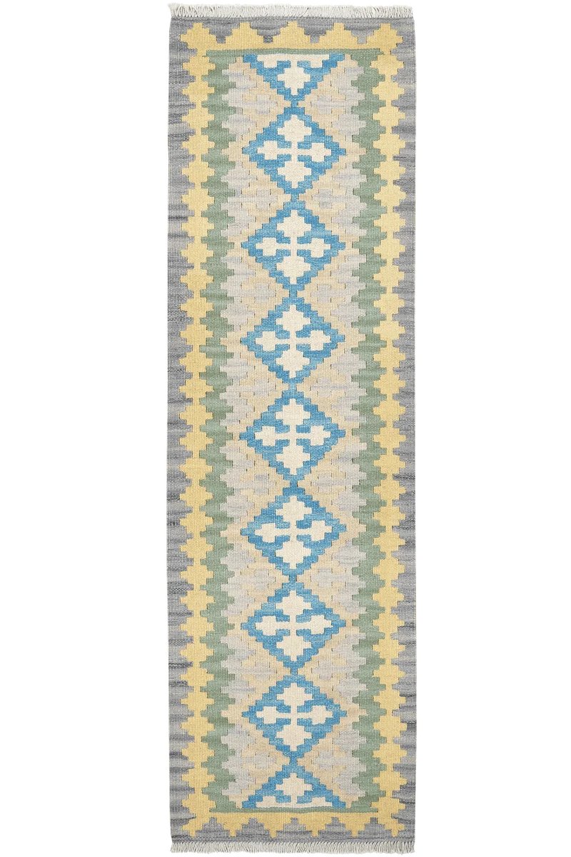 Kelim Gashgai · Handgewebt – Blau, 197x60 cm