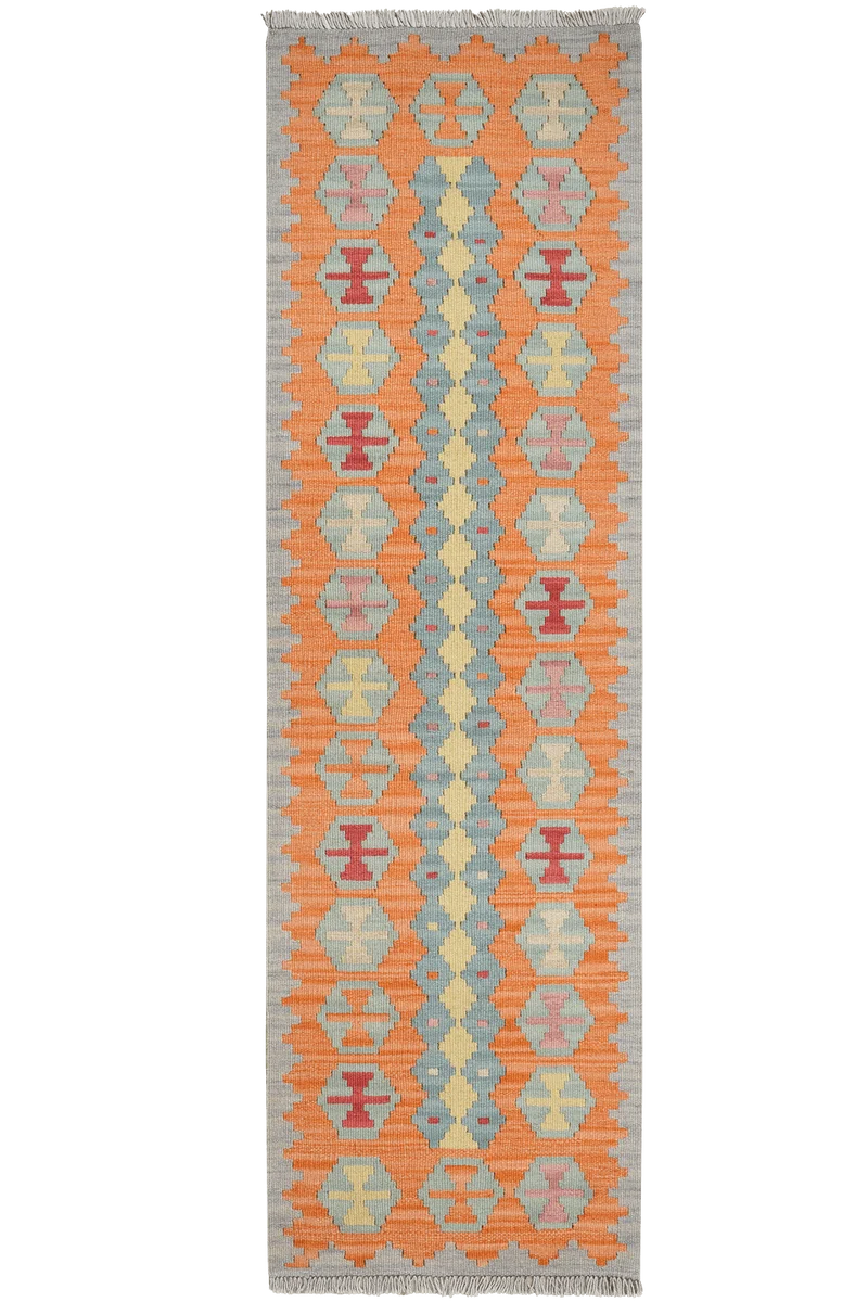 Kelim Gashgai · Handgewebt – Rot, 197x59 cm