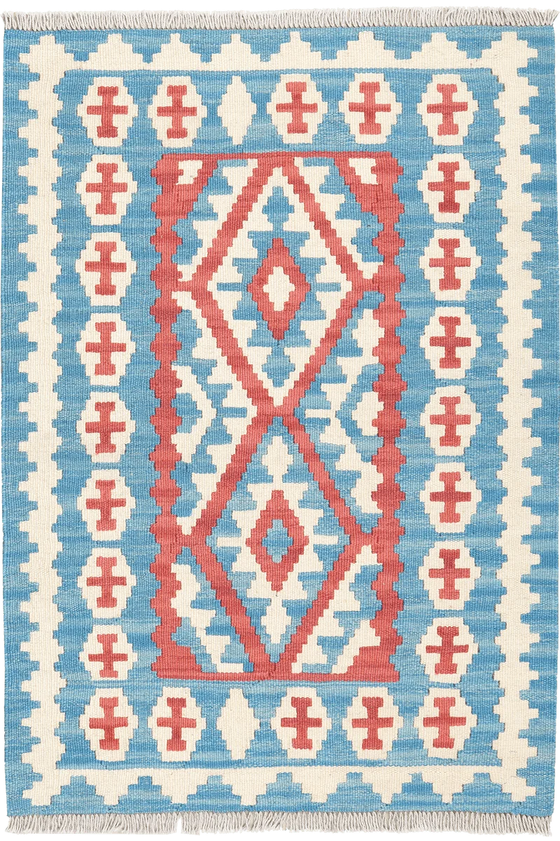 Kelim Gashgai · Handgewebt – Blau, 122x84 cm
