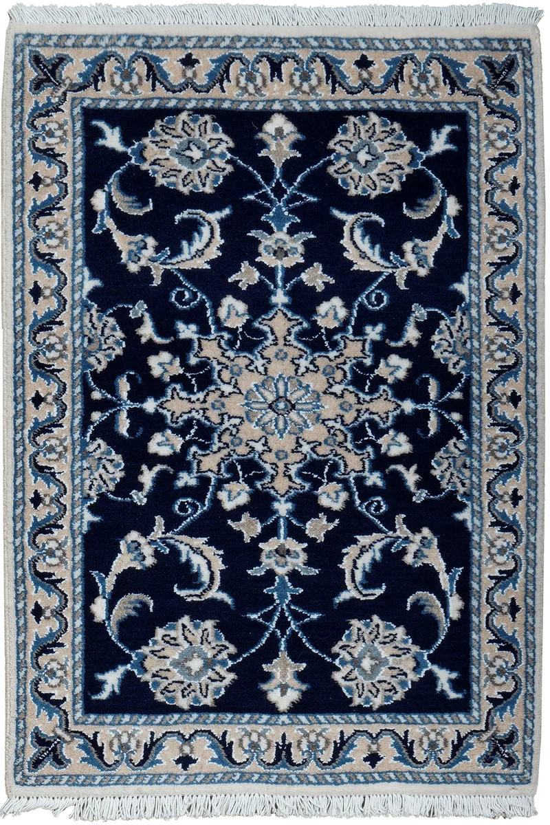 Nain 12La · Handgeknüpft – Blau, 89x61 cm