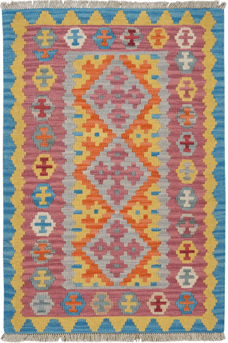 Kelim Gashgai · Handgewebt – Grau, 126x86 cm